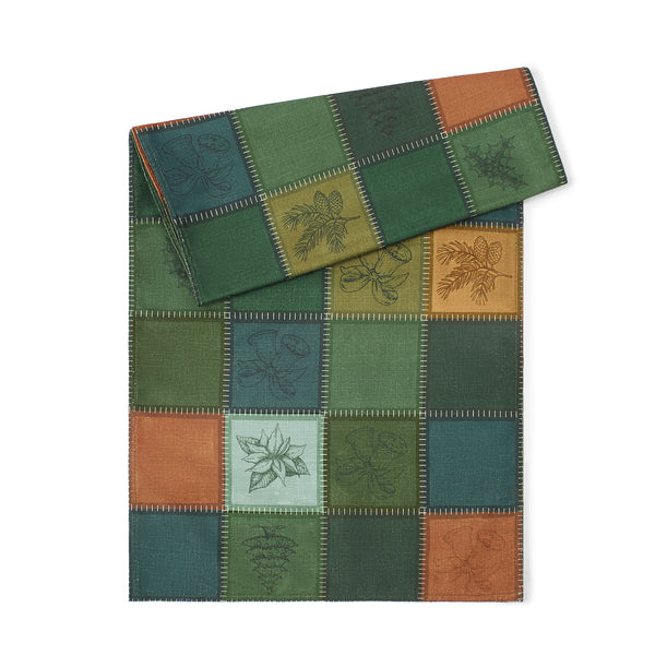 Green & Gold Classic Christmas Plaid Table Runner