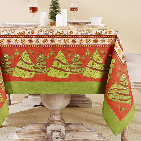 Christmas Bells & Tree Vintage Print Tablecloth