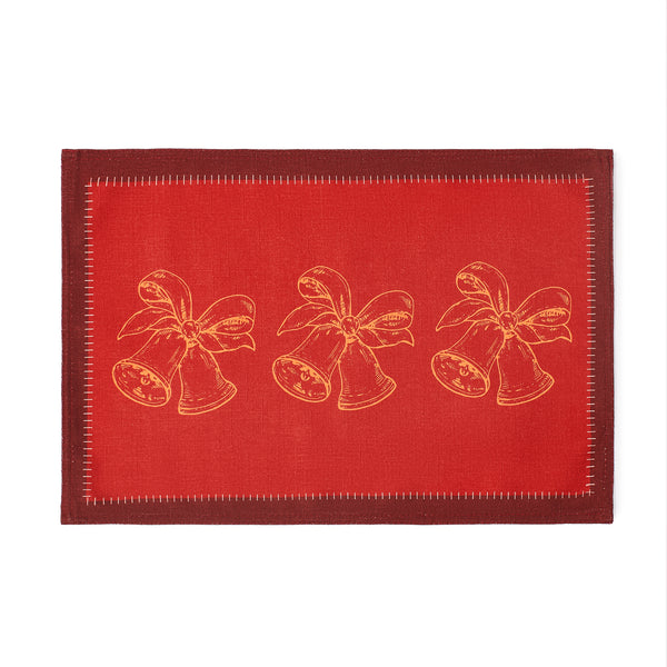 Red Elegant Christmas Bells & Bows Table Placemats