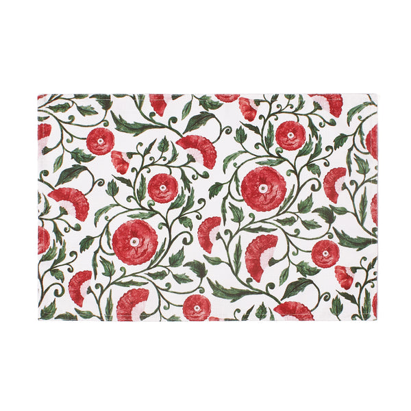 Rustic French Style Red & Green Floral Placemats