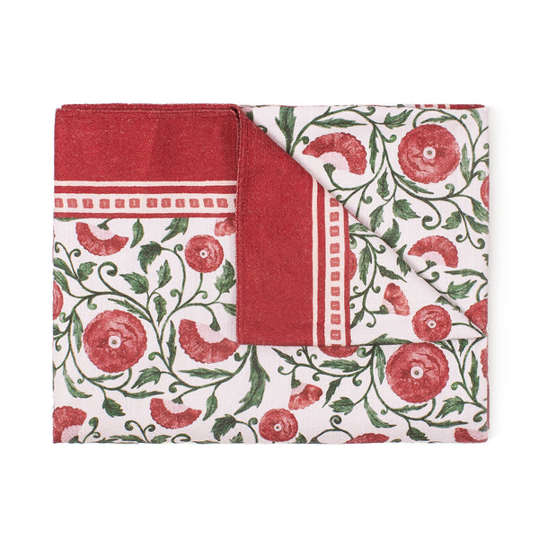 French Retro Red Floral Printed Tablecloth