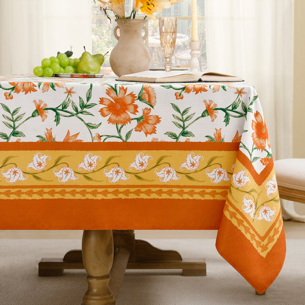 French Orange Daffodil Print Tablecloth