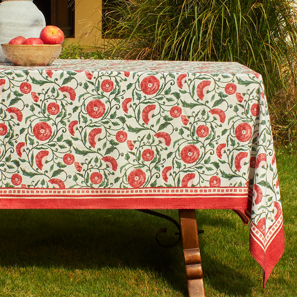 French Retro Red Floral Printed Tablecloth