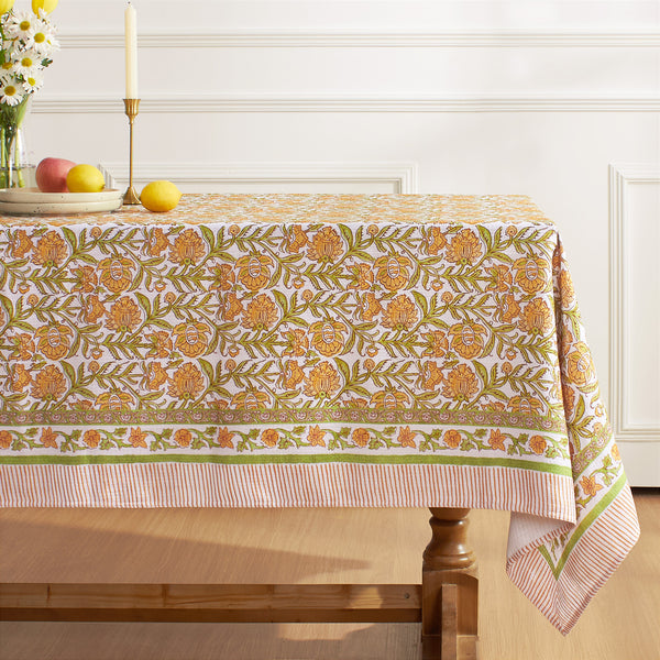 Vintage Yellow Floral Farmhouse Style Tablecloth