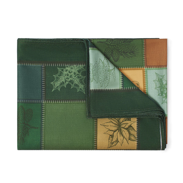 Classic Charm Christmas Green & Gold Patchwork Tablecloth